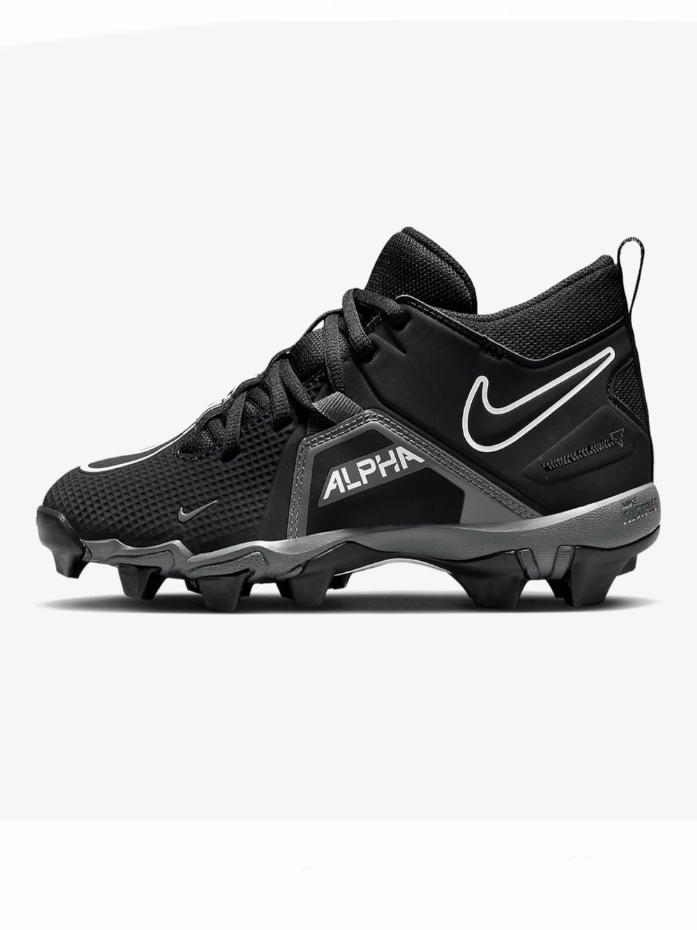 Alpha Menace3Shark Kids'👦🏻Football🏈Cleats👟CV0583-010Black/Iron Grey/White Sz 1Y